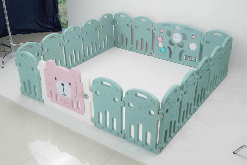 คอกกั้นเด็ก BEBEPLAY SIZE L สีเขียวล้วน (ประตูคละสี) ไม่มีรับประกัน!!_2